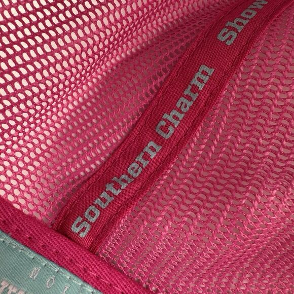 Southern Charm Hat Trucker Cap Aqua Pink Mesh Snapback Distressed Patch OSFM - Picture 8 of 8